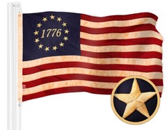G128 Betsy Ross 1776 Tea-Stained Flag 3×5 Ft Embroidered 420D Polyester