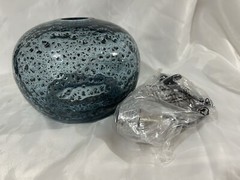 Hand Blown Dimpled Glass Pendant Light Blue Brushed Nickel Any Room