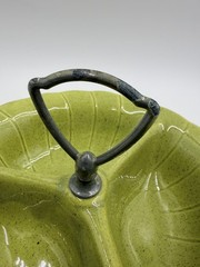 Vintage 60’s Lane & Co. California Chartreuse Green Divided Candy Nut Dish Bowl