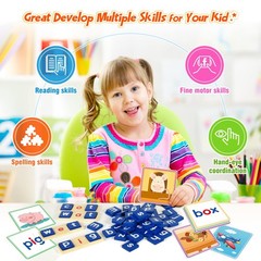 Learning Toys for 3 4 5 Years Old Kids – 116Pcs Short Vowel Letters Sorting Spel