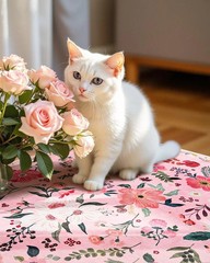 5×7 Pink Floral Rug for Living Room, Machine Washable Area Rugs with Non Slip…