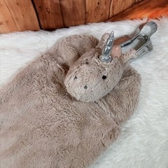Pottery Barn Kids GOTZ Unicorn Doll Sleeping Bag Plush Head Tan W/ Silver
