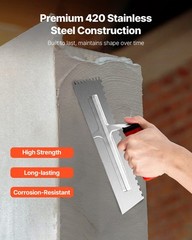 VEVOR Tile Tools Stainless Steel Squared Notch Tile Trowel 10.9×4.4in Pro Grade