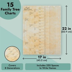 15 Pack Family Tree Charts to Fill in – Blank 8 Generation Genealogy Poster for