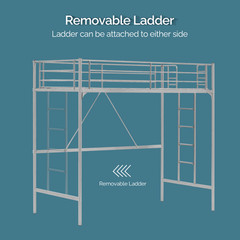 Loft Bed Twin Loft Bunk Bed Frame with Stairs Flat Ladder Rung for Kids Adults