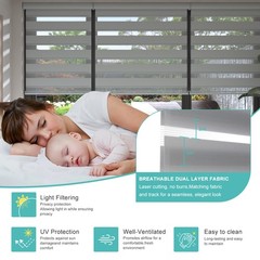 Horizontal Shade Window Blind Dual Zebra Roller Blinds Curtains,Easy to Install