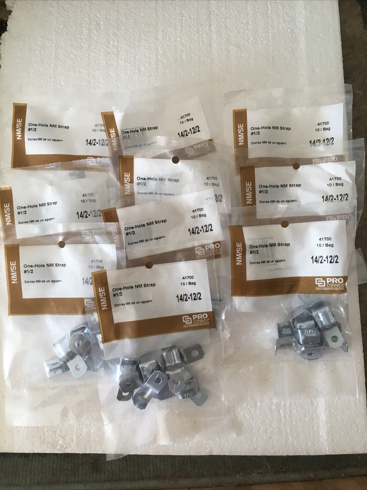 Qty 100 Pro Connex 12/2, 14/2 NM SE Cable Steel 1-Hole Cable Strap