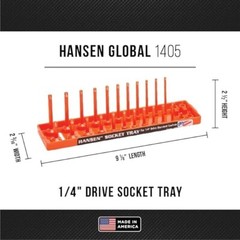 Hansen Global 1/4″ Drive Socket Tray Holder Set Metric SAE Standard Deep Orange