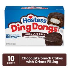 Hostess Ding Dongs Snack Cakes, Chocolate Flavor, 12.7 oz Box (10 Count)