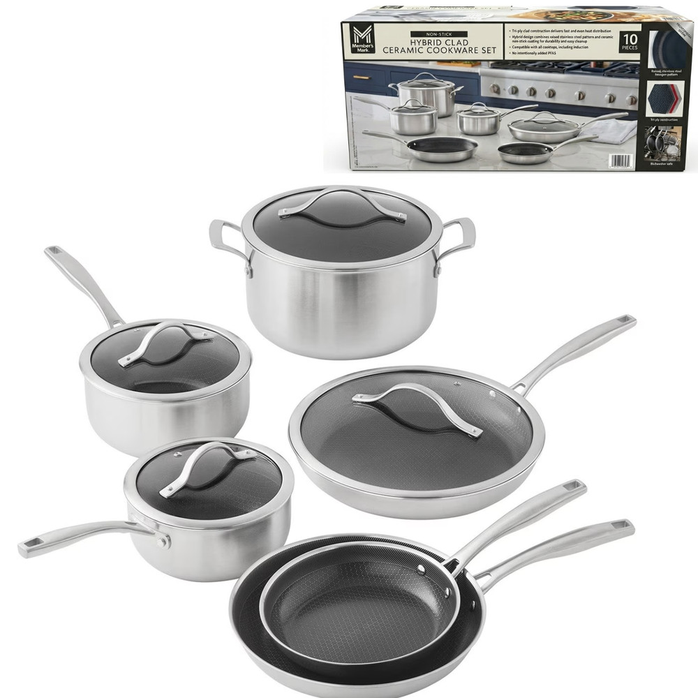 Member’s Mark Hybrid Ceramic Nonstick Cookware Set, 10 Piece