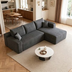 95″ Boneless Couch Right Chaise L Shape Sectional Cloud Sofa Set for Living Room