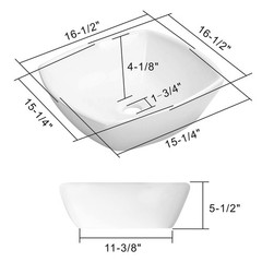 Modern Ceramic Vessel Sink – Bathroom Vanity Bowl – Flared Square White