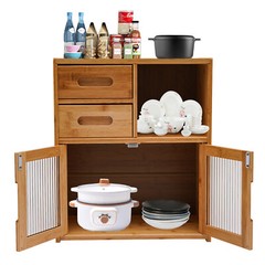 Bamboo Kitchen Countertop Cabinet Pantry Sideboard Storage Cabinet with Drawers
