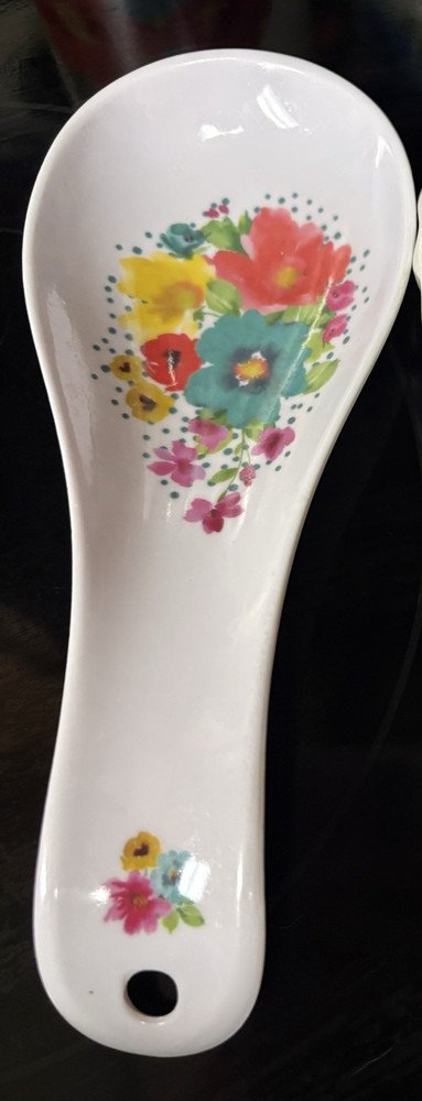 Melamine Floral Spoon Rest White Multicolor R8 Traditional Less Than 10 in