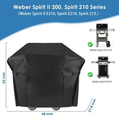 Grill Cover Weber Spirit II 200, Spirit 210 Series, 48 Inch 7138 Heavy Duty &…