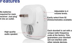 SadoTech Wireless Doorbells For Home – Adjustable Volume With 52 Chimes, 1000Ft