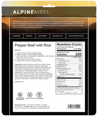AlpineAire Foods Pepper Beef with Rice-Dried/Dehydrated Entrée Meal – pack of 6