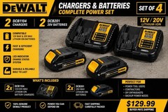 DeWalt DCB1104 Chargers & DCB201 20V MAX Batteries Set of 4