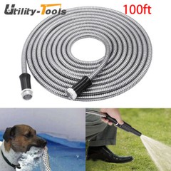 100ft 304 Stainless Steel Garden Hose Metal Heavy Duty Water Hoses Yard