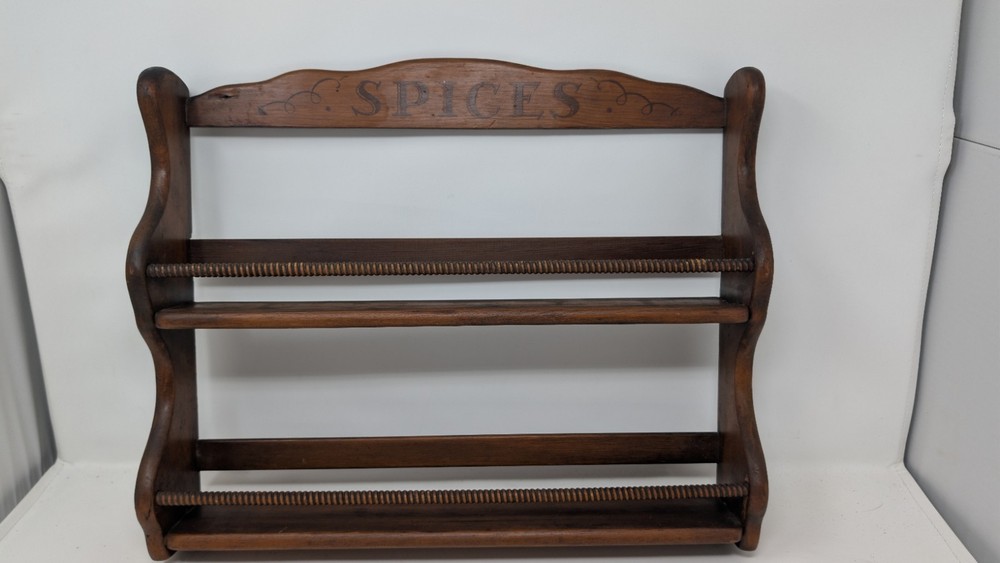 Vintage Wall Mounted Spice Rack 2 Shelf 17.5Wx14Hx3.25D