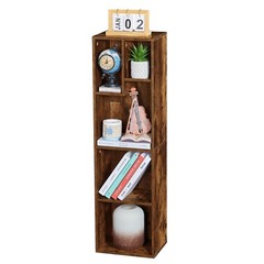 42.2in Bookcase 4 Tier 5 Cube Cupboard Wooden Display Open Bookshelf Morden Unit