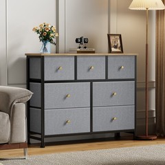 OLIXIS 7 Storage Drawers Fabric Dresser for Bedroom Livingroom with Wooden Top