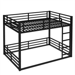 Metal Bunk Bed,Full XL over Full XL Floor Bunk Bed Frame for Kids Teens Adults