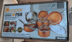 Copper H-02628 Pan 10-Piece Luxury Induction Cookware Set Non-Stick, 21.5 x 11.5
