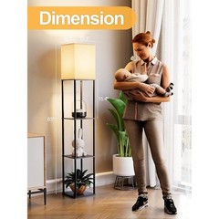 Tall Floor Lamp W/ 3 Color Temperatures Memory Function & 3 Tier Shelves Display
