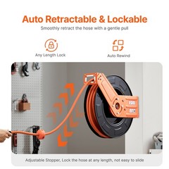 Retractable Air Hose Reel 3/8 IN x 100 FT Rubber Air Hose Reel Max 300 PSI