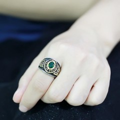 Women’s United States US Army Ring Military Rings Emerald Green Synthetic Stone