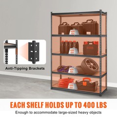VEVOR Storage Shelving Unit Garage Storage Rack 5-Tier Adjustable 2000 lbs Load