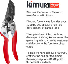 ® 8″ Pro Bypass Pruning Shears, Heavy Duty Japanese SK5 Steel Blades, 1 Inch Cut