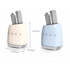 Smeg 7 Piece New Knife Block Set Stainless Steel Multicolor DHL Express Shipping