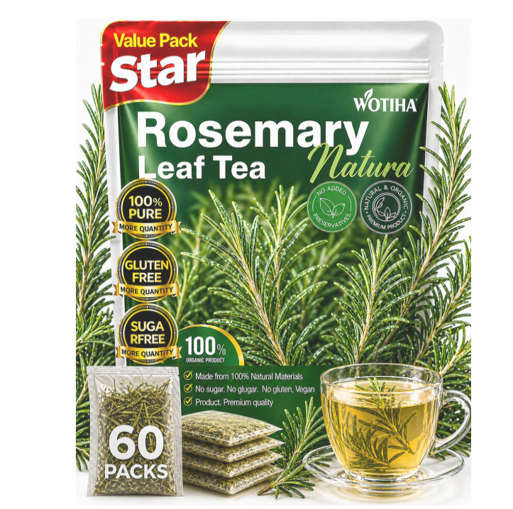 60 Count Premium Rosemary Leaf Tea Bags – 100% Pure Natural Rosemary Leaves