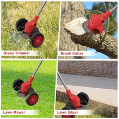 Red Electric Cordless Grass Trimmer Strimmer Garden Edger Cutter w/2 4.0 Battery