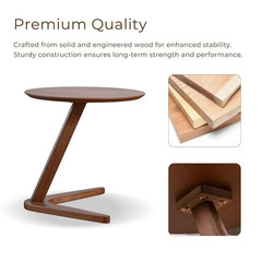 River Run 19.75 In. Walnut round Wood End Table with V-Shape Base