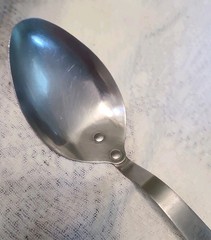 CUTCO Stainless 17KA Pearl White Handle Glossy Spoon 12.5 In