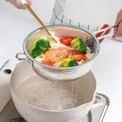 Stainless Steel Basin Colander Handle Strainer Resting Feet 7.68 In PC