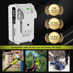 Pack 6.0Ah Li-Ion Battery For Snow Joe + Sun Joe iON+ 24V 24VBAT-LTX 24VBAT-LTW