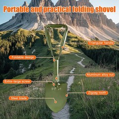 18.5” Digging Shovel Portable Ergonomic High Carbon Steel Folding Shovel for