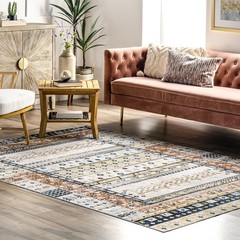 Nuloom Shannon Machine Washable Geometric Tribal Area Rug 4 X 6 Beige