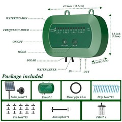 50FT Solar Automatic Drip Irrigation System Kit Plant Watering Timer Garden