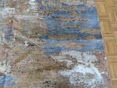 8 x 10 Hand Knotted Multi Colored Modern Abstract Oriental Rug With Silk G11411