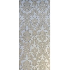 Ivory silver tan gold metallic crashed foil textured victorian damask Wallpaper