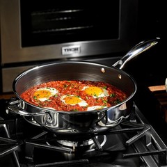 Versatile 3.3-Quart Hybrid Nonstick Sauté Pan with Tempered Glass Lid & Handle