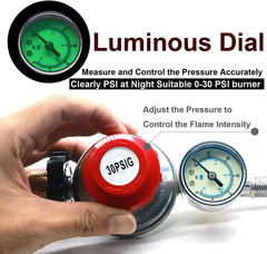 12FT High Pressure Adjustable Propane Gas Regulator Hose Indicator, Stainless