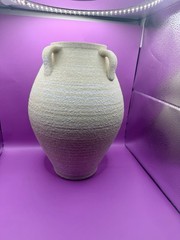 Ceramic Vase Rough Texture – Rustic Amphora Style Rustic with 4 Sashes 12.5 IN