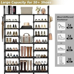 9 Tiers Large Capacity Metal Shoe Rack 50-Pair Shoe Organizer Shoe Storage Tall
