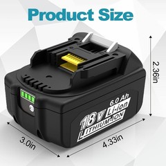 2 Pack 18V 6.0Ah Battery For Makita BL1850 BL1840 BL1830 BL1820 BL1815 With LCD